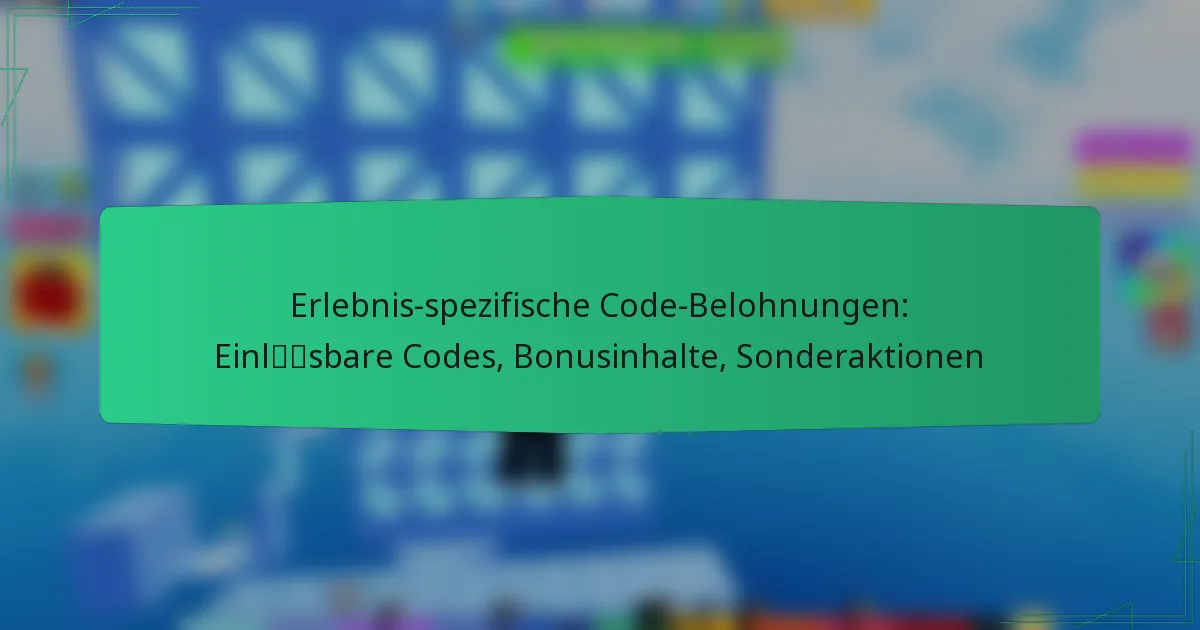 Erlebnis-spezifische Code-Belohnungen: Einlösbare Codes, Bonusinhalte, Sonderaktionen