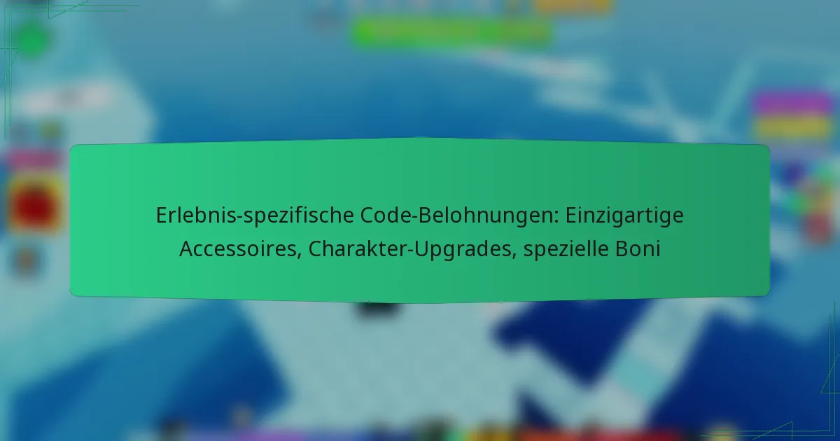 Erlebnis-spezifische Code-Belohnungen: Einzigartige Accessoires, Charakter-Upgrades, spezielle Boni