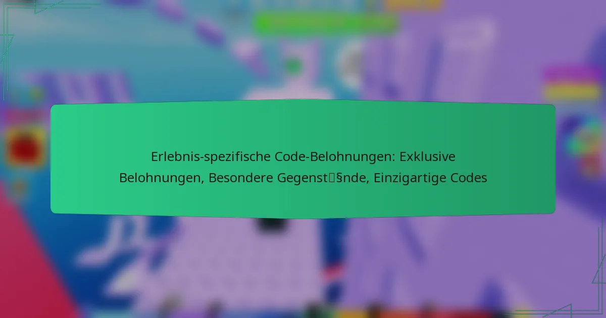 Erlebnis-spezifische Code-Belohnungen: Exklusive Belohnungen, Besondere Gegenstände, Einzigartige Codes