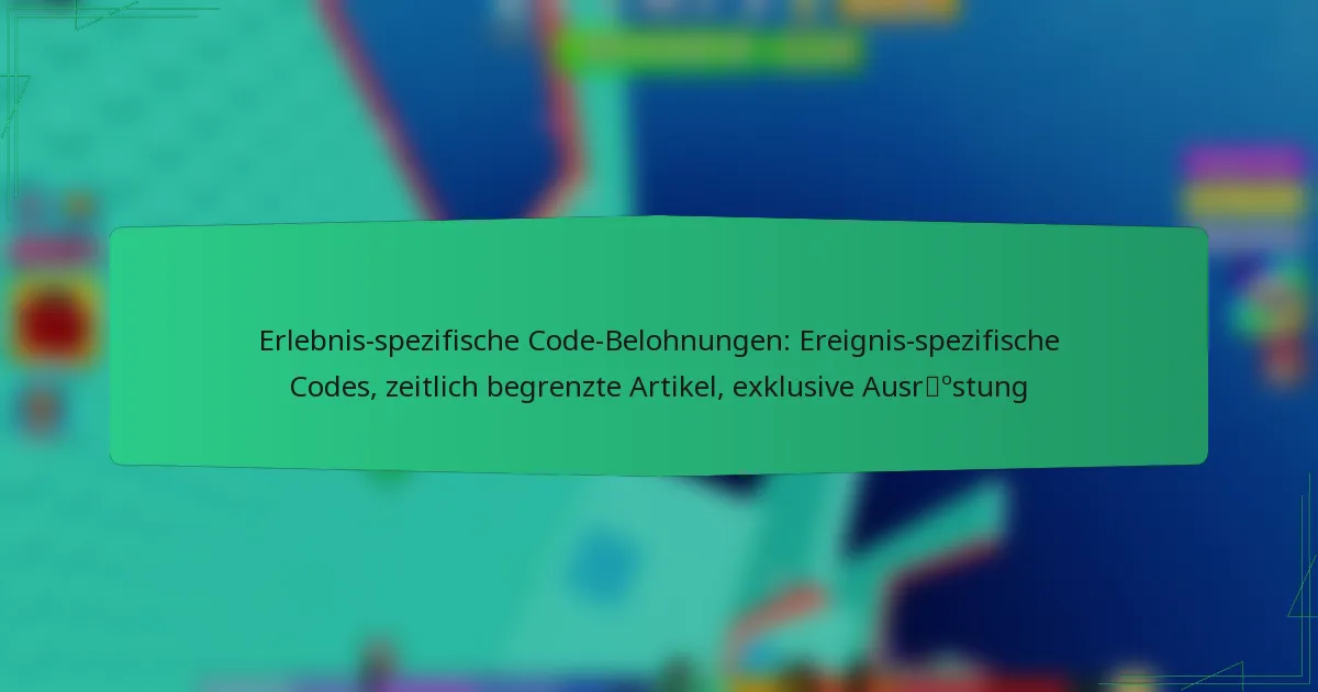 Erlebnis-spezifische Code-Belohnungen: Ereignis-spezifische Codes, zeitlich begrenzte Artikel, exklusive Ausrüstung
