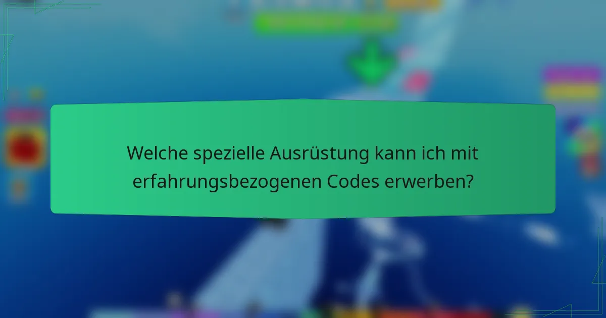 Welche spezielle Ausrüstung kann ich mit erfahrungsbezogenen Codes erwerben?
